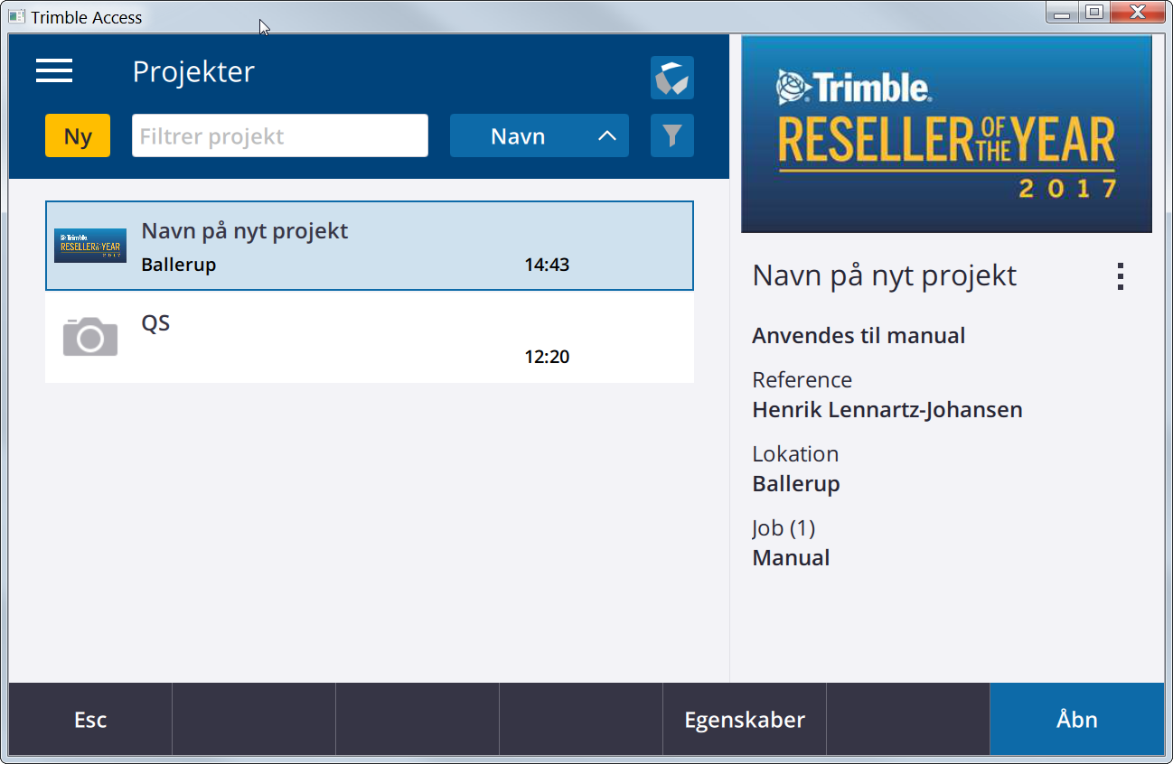 Trimble Access Projekter